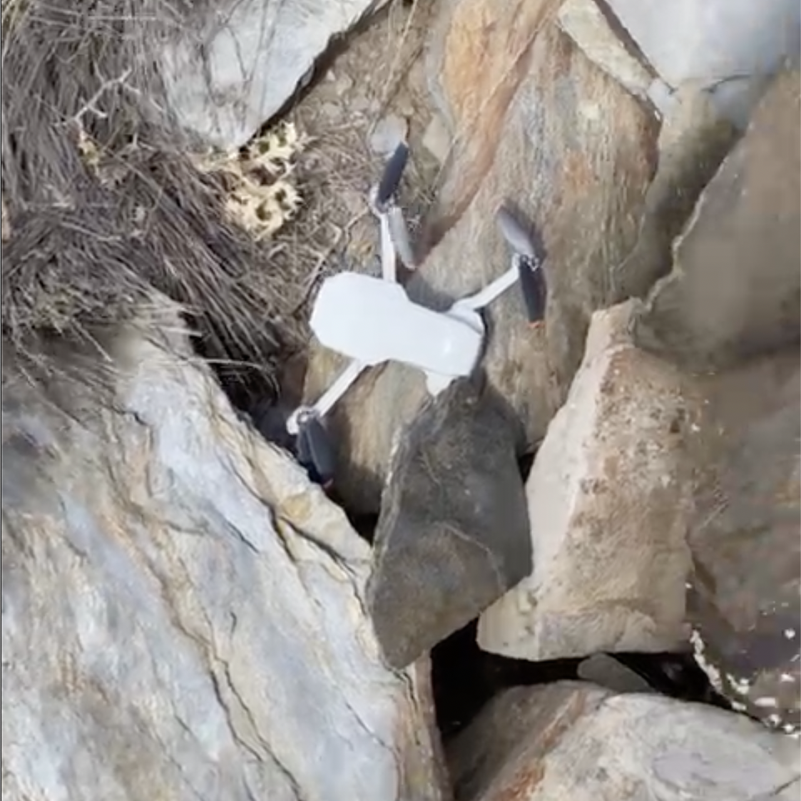 Patron saint of the videographers saved our drone by miraculously rescuing it from the wind and placing it under (!) this rock – perfectly intact. Thanks so much!