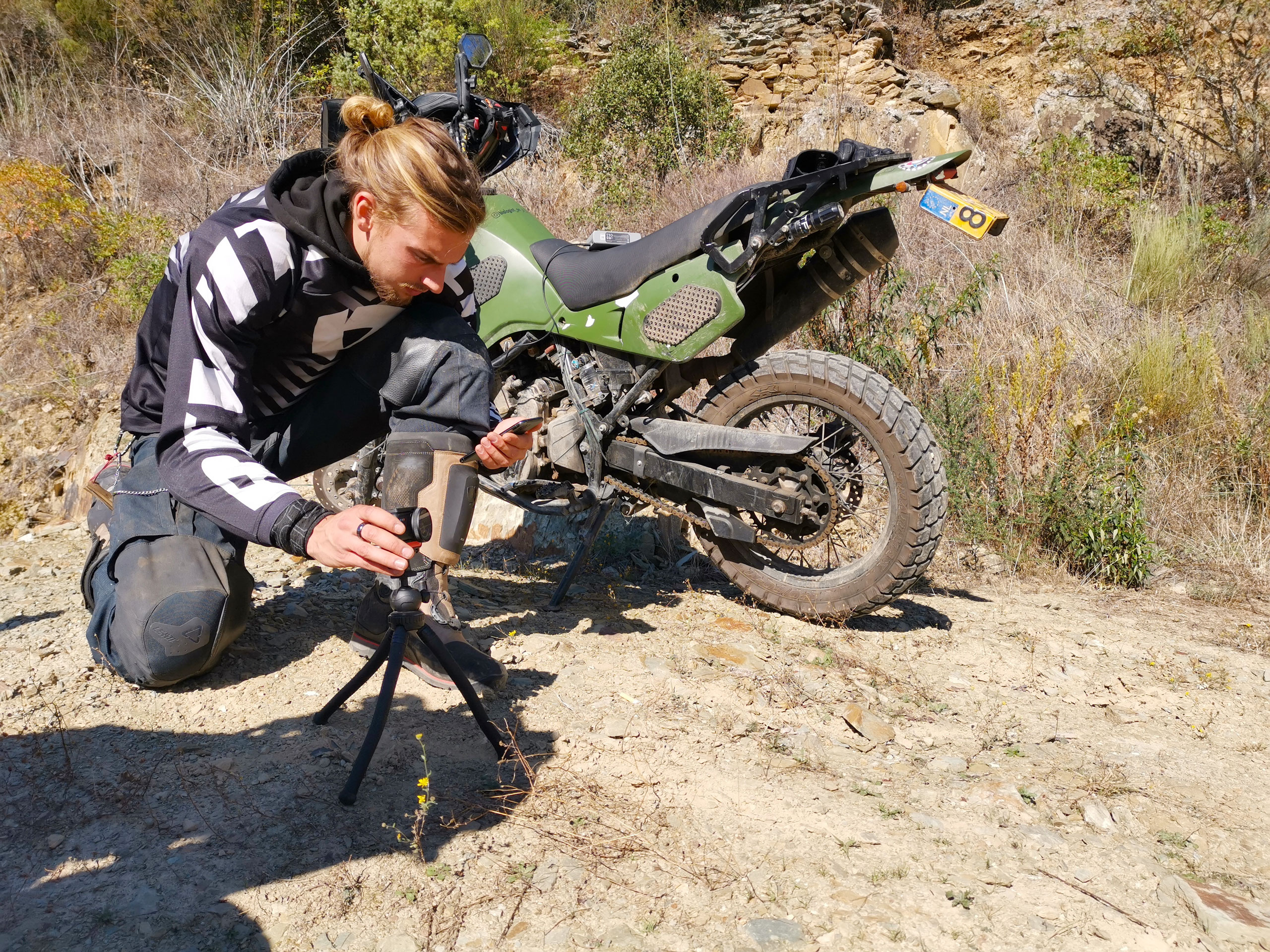 Setting up shop on the side of a trail