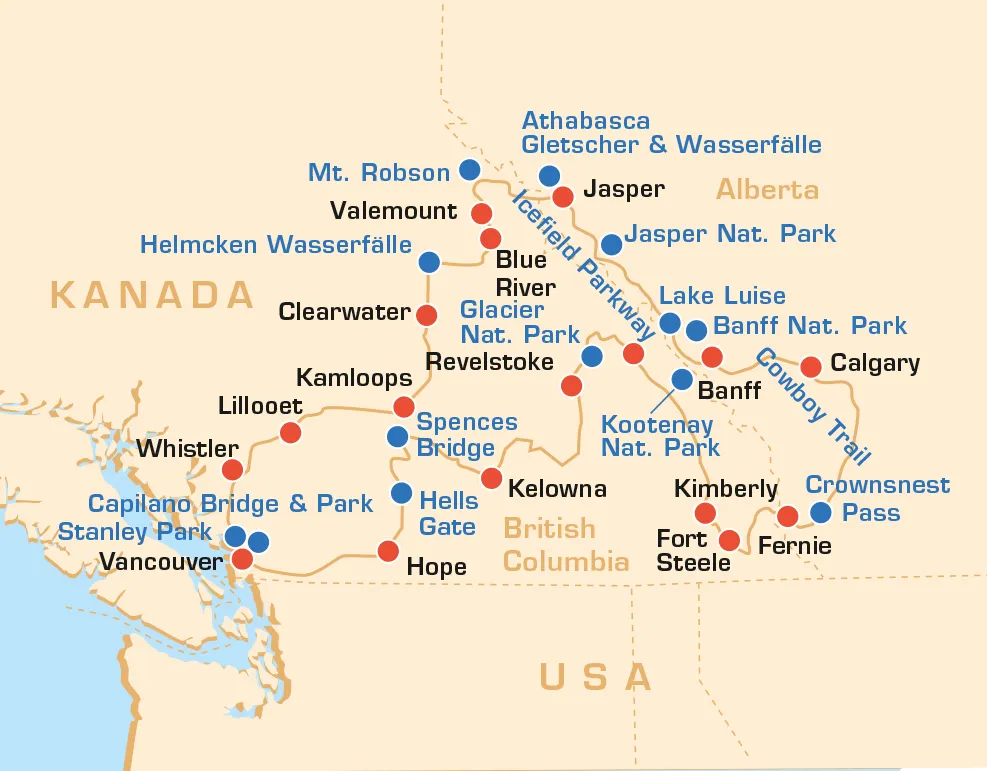 Motorradreise Kanada ab Calgary durch die Rockies